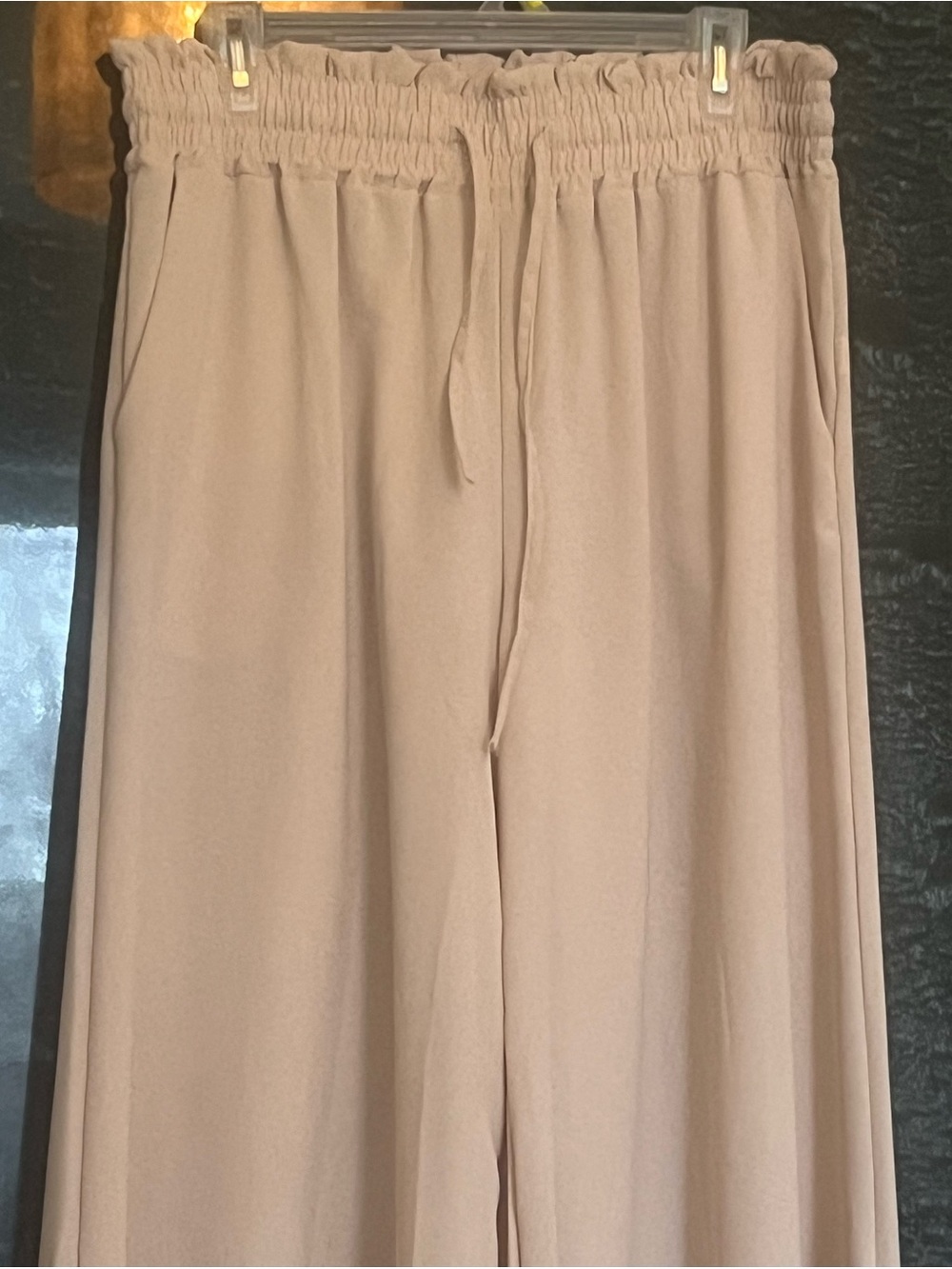 Blush Pink-Beige Wide Leg Palazzo Pants - Picture 3 of 6